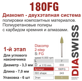 FG180/033-система  ДиаКомп-2 , полиур.,алм.сод.,1-я ступ.,6 шт., ДИАСВИСС СА ,Швейцария