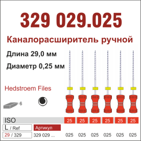 329029.025-инстр. для эндодонтии  Н-файл ,6 шт., ДИАСВИСС СА ,Швейцария