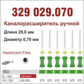 329029.070-инстр. для эндодонтии  Н-файл ,6 шт., ДИАСВИСС СА ,Швейцария